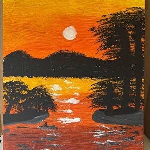 Sunset Landscape 11x14 acrylic art wellness love modern new local